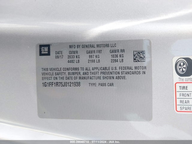 Chevrolet Camaro 1ss 2018 1G1FF1R75J0121938 Image 9
