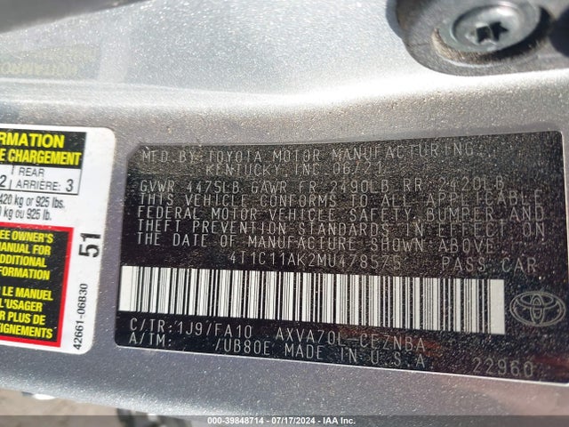 Toyota CAMRY LE 2021 4T1C11AK2MU478575 Image 9