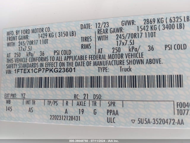 Ford F-150 Xl 2023 1FTEX1CP7PKG23601 Image 9