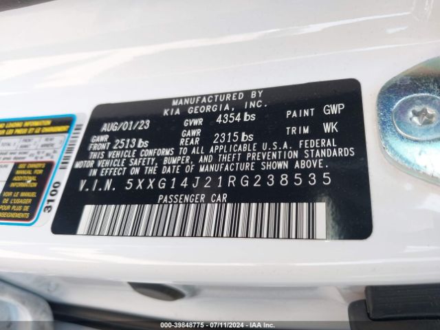 5XXG14J21RG238535 KIA K5 LXS