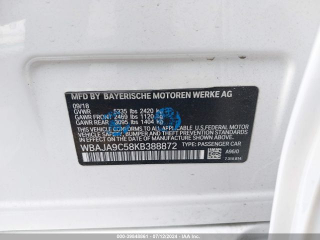 WBAJA9C58KB388872 BMW 530e Iperformance