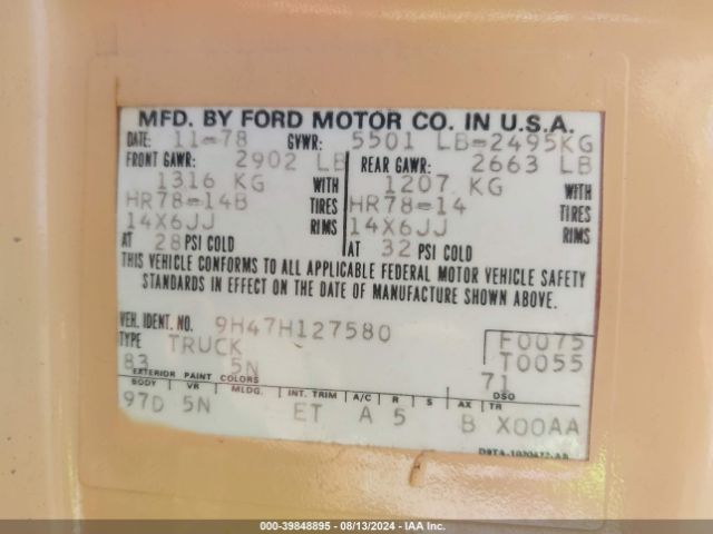 1979 FORD RANCHERO 0000009H47H127580 Photo 8