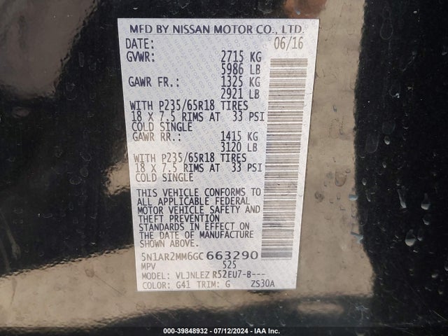Nissan Pathfinder Sv 2016 5N1AR2MM6GC663290 Image 9