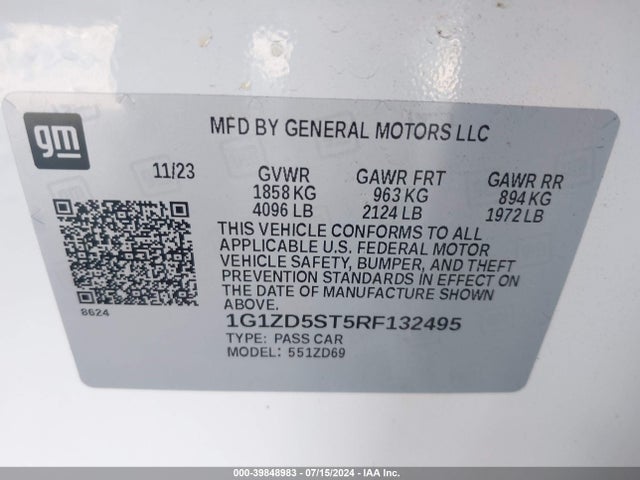 Chevrolet MALIBU LT 2024 1G1ZD5ST5RF132495 Image 9
