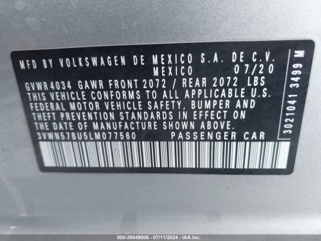 3VWN57BU5LM077560 Volkswagen Jetta 1.4t R-line/1.4t S