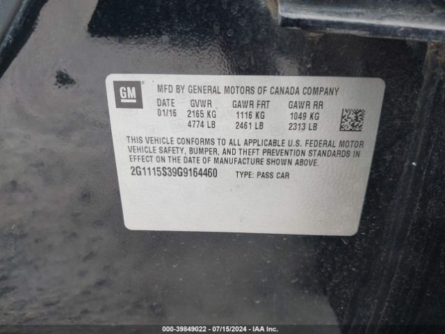 2G1115S39G9164460 Chevrolet Impala 2lt