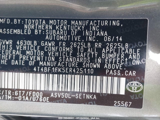 Toyota CAMRY LE 2014 4T4BF1FK5ER425110 Image 9