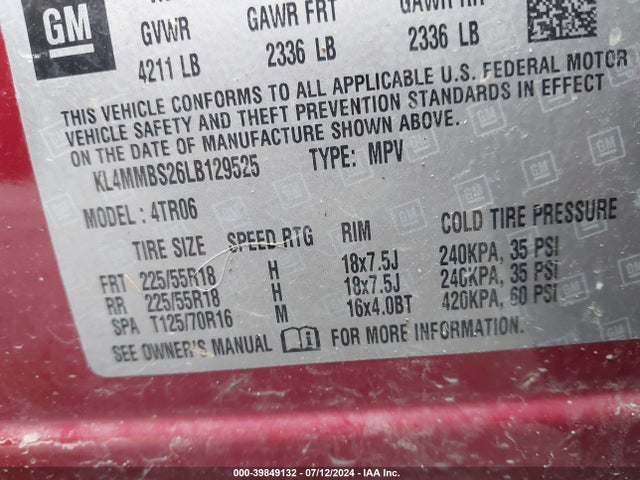 KL4MMBS26LB129525 Buick Encore Gx Fwd Preferred