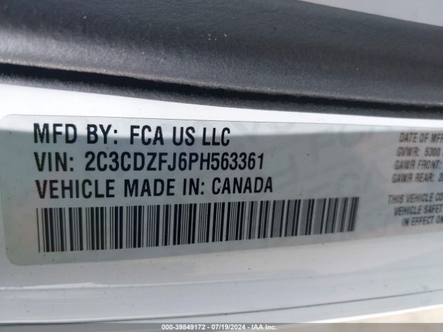 2C3CDZFJ6PH563361 Dodge Challenger R/t Scat Pack