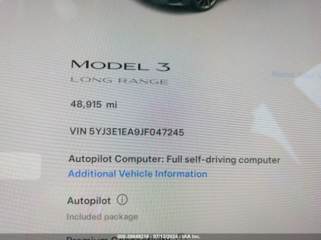 5YJ3E1EA9JF047245 Tesla Model 3 Long Range/mid Range