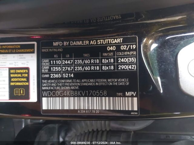 WDC0G4KB8KV170558 Mercedes-Benz Glc 300 4matic