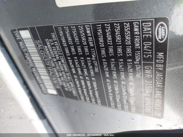SALGS3TF1FA230619 Land Rover Range Rover 5.0l V8 Supercharged