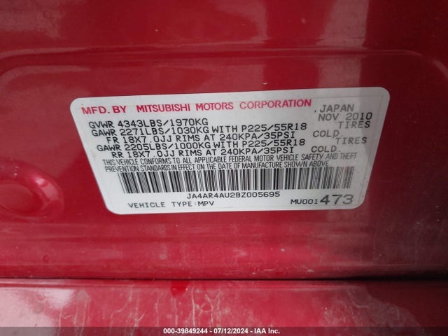 2011 MITSUBISHI OUTLANDER SPORT JA4AR4AU2BZ005695 Photo 8