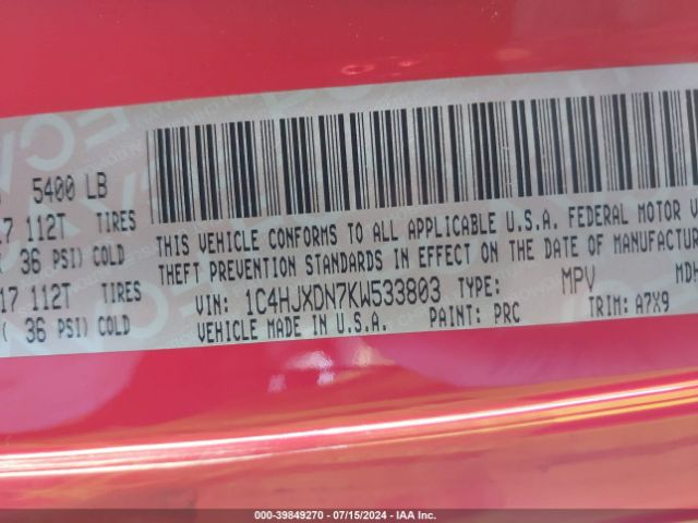 1C4HJXDN7KW533803 Jeep Wrangler Unlimited Sport S 4x4
