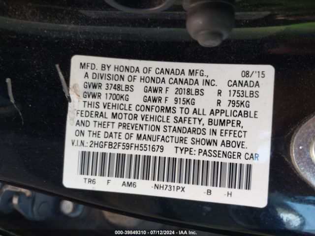 2HGFB2F59FH551679 Honda Civic Lx