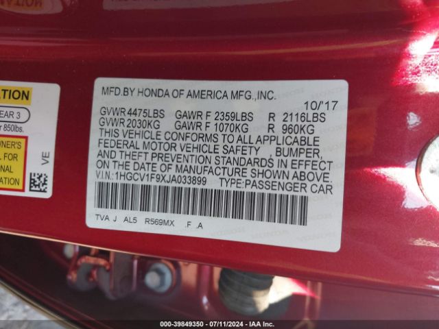 1HGCV1F9XJA033899 Honda Accord Touring