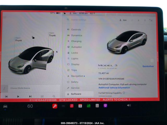 5YJ3E1EA4JF016596 Tesla Model 3 Long Range/mid Range