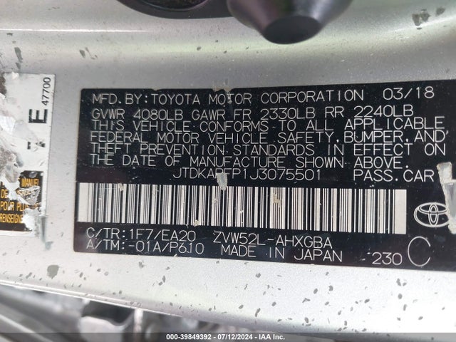 Toyota Prius Prime Premium 2018 JTDKARFP1J3075501 Image 9