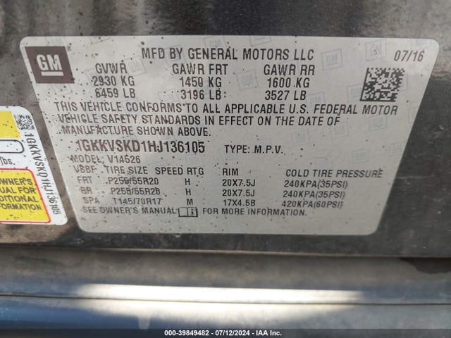1GKKVSKD1HJ136105 GMC llt - sidi: spark ignited direct injection, 60 degrees, alum