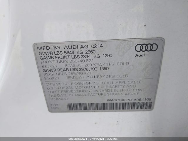 WA1CGAFP0EA084108 Audi Sq5 3.0t Premium Plus