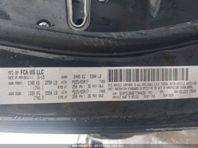 3C4PDCBB8FT744430 Dodge Journey Sxt