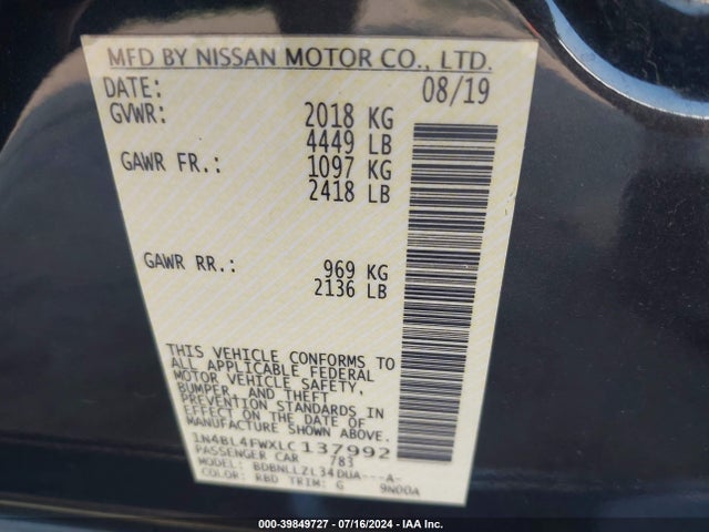 Nissan Altima Platinum Intelligent Awd 2020 1N4BL4FWXLC137992 Image 9