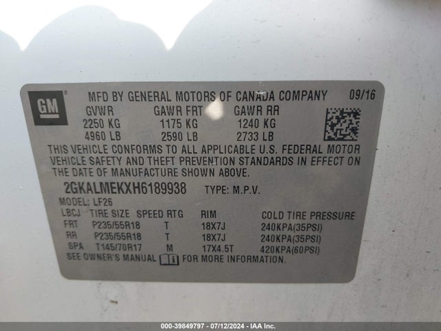 2GKALMEKXH6189938 GMC Terrain Sle-1
