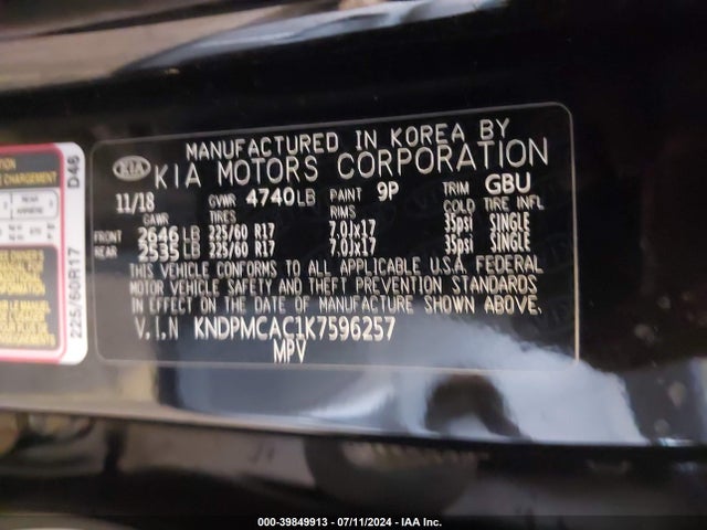 KIA Sportage Lx 2019 KNDPMCAC1K7596257 Image 9