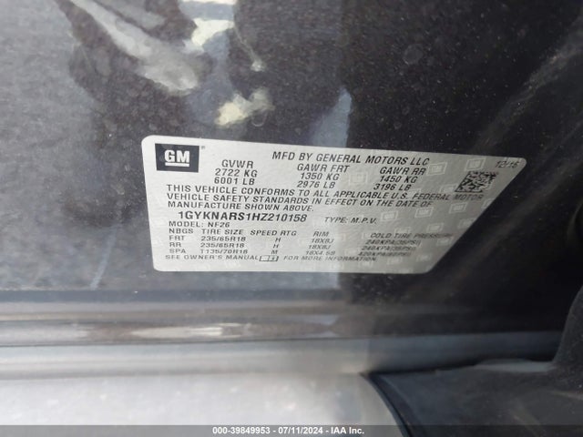 1GYKNARS1HZ210158 Cadillac Xt5 Standard