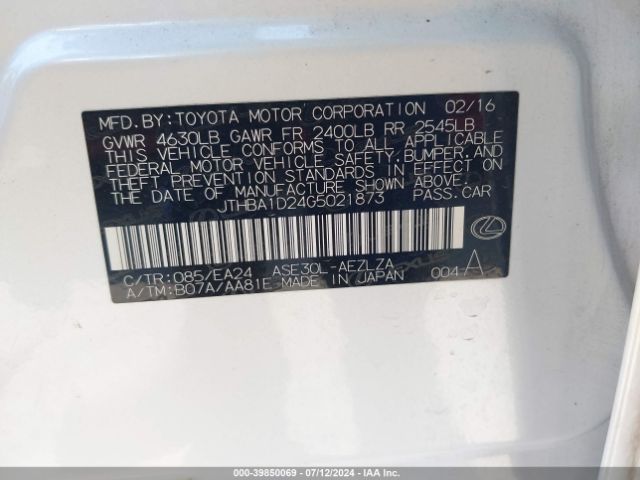 JTHBA1D24G5021873 Lexus IS 200T