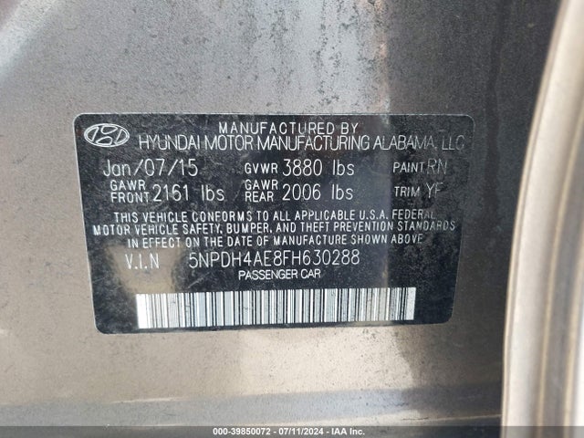 Hyundai ELANTRA SE 2015 5NPDH4AE8FH630288 Image 9