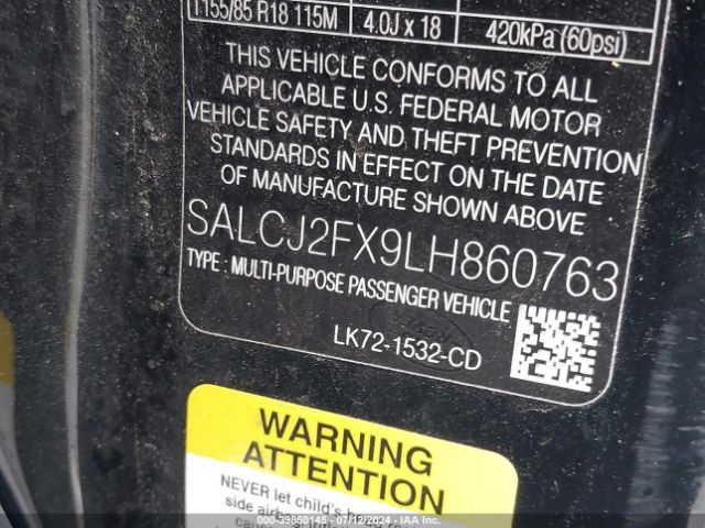SALCJ2FX9LH860763 Land Rover Discovery Sport S