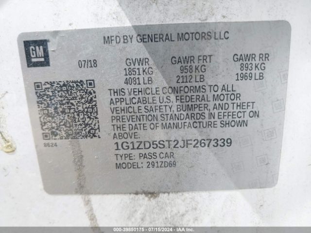 1G1ZD5ST2JF267339 Chevrolet MALIBU LT