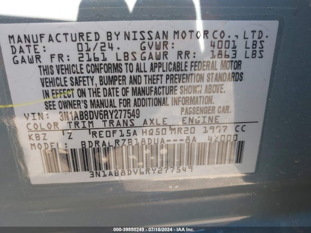 Nissan Sentra Sr Xtronic Cvt 2024 3N1AB8DV6RY277549 Image 9