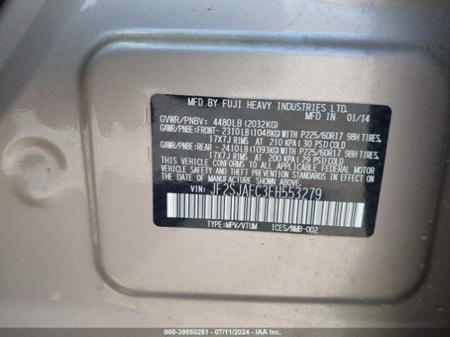 JF2SJAEC3EH553279 Subaru Forester 2.5i Premium