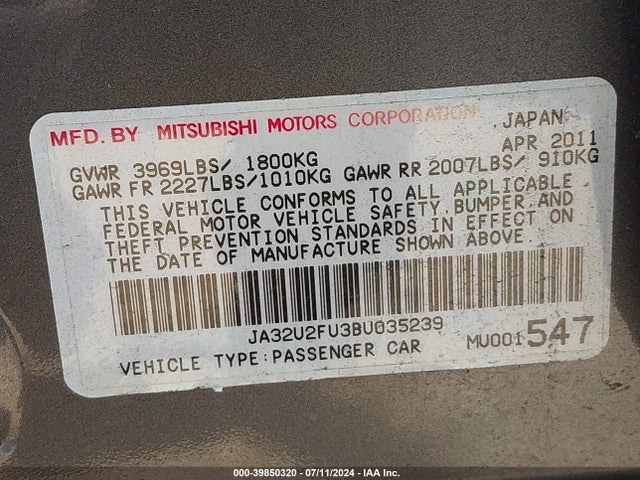 2011 MITSUBISHI LANCER JA32U2FU3BU035239 Photo 8