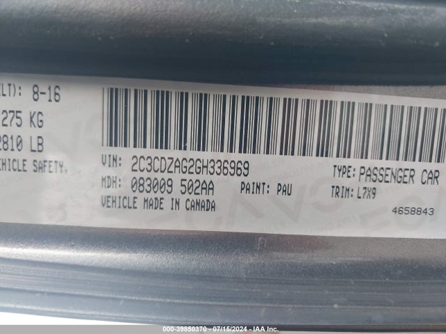 Dodge Challenger Sxt 2016 2C3CDZAG2GH336969 Image 9