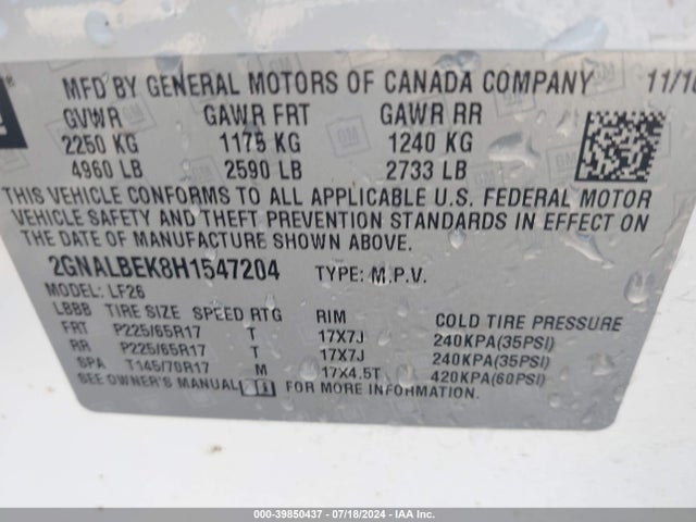 Chevrolet EQUINOX LS 2017 2GNALBEK8H1547204 Image 9