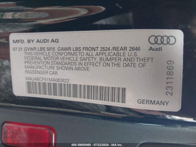 2021 AUDI A5 SPORTBACK WAUABCF51MA062622 Photo 8