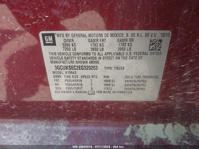 Chevrolet Silverado 1500 2lz 2014 3GCUKSEC2EG329263 Image 9