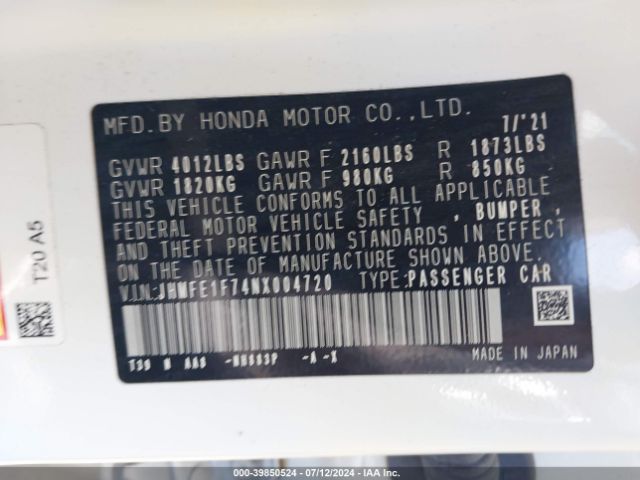 JHMFE1F74NX004720 Honda CIVIC EX
