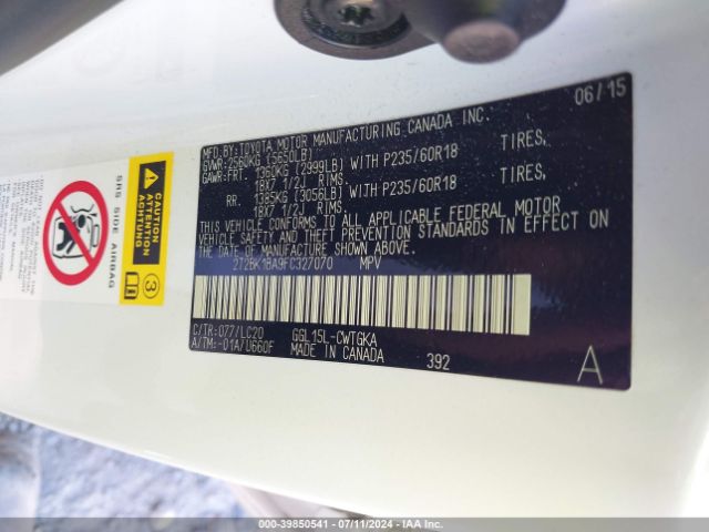 2T2BK1BA9FC327070 Lexus RX 350