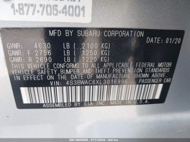 4S3BWAC6XL3016996 Subaru Legacy Premium