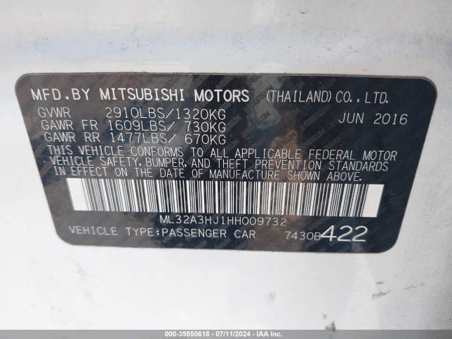 ML32A3HJ1HH009732 Mitsubishi MIRAGE ES