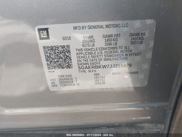 5GAERBKW7JJ215879 Buick Enclave Essence