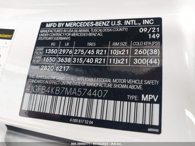 4JGFB4KB7MA574407 Mercedes-Benz Gle 350 4matic