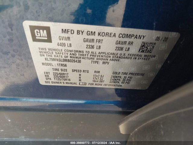 Chevrolet Trailblazer Awd Ls 2021 KL79MNSL0MB026430 Image 9