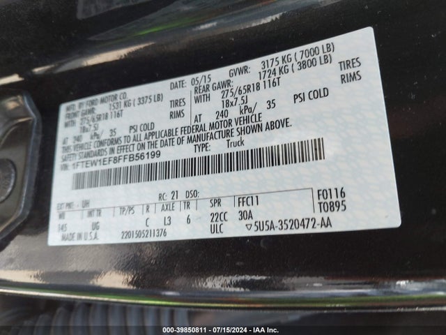 Ford F-150 Xlt 2015 1FTEW1EF8FFB56199 Image 9