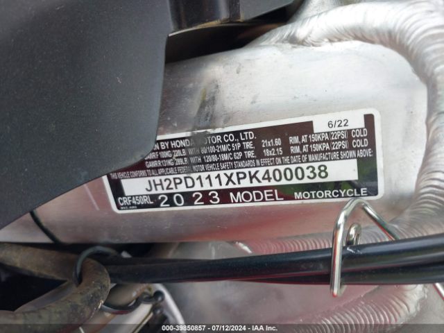 2023 HONDA CRF450 JH2PD111XPK400038 Photo 9