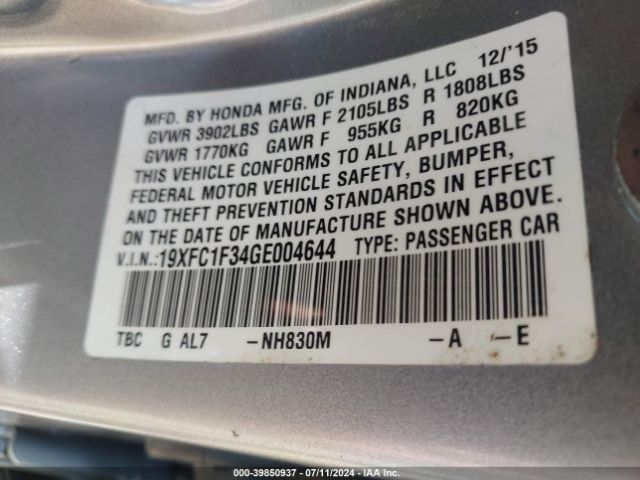19XFC1F34GE004644 Honda Civic Ex-t